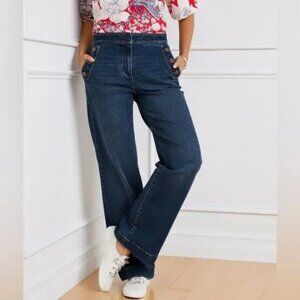 Talbots Women's Wide Leg Sailor Trouser High Rise Jeans Stretch, 10
